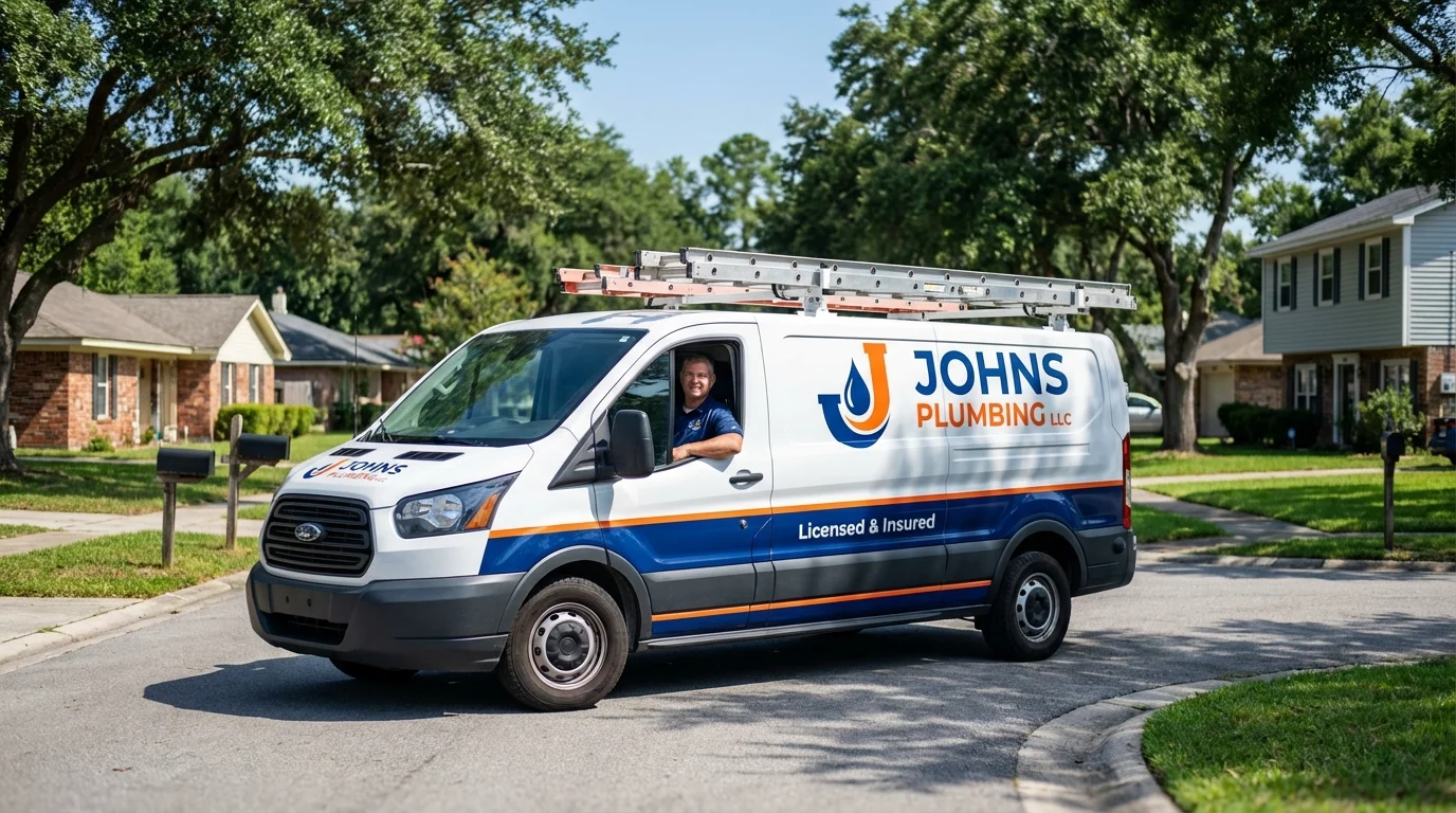 Johns Plumbing LLC service van in Central City, NE